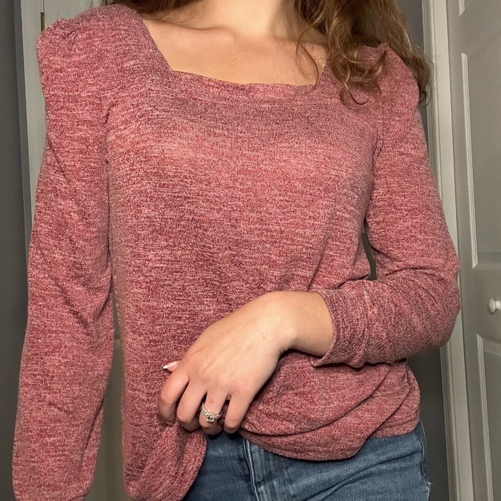 SHEIN Brown Long Sleeve Tee Soft Knit Relaxed Fit